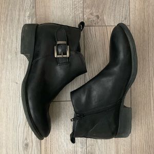 Black leather booties